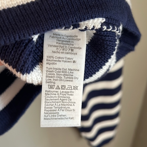 J. Crew Striped cotton lady jacket cardigan sweater in Antique Navy Ivory size S - Picture 11 of 12